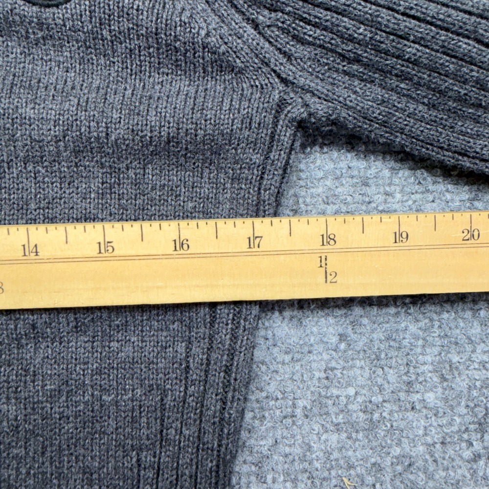 Y2K DKNY Jeans Womens XL Gray Ribbed Quarter Zip Pullover Sweater Logo Spellout - Picture 4 of 6